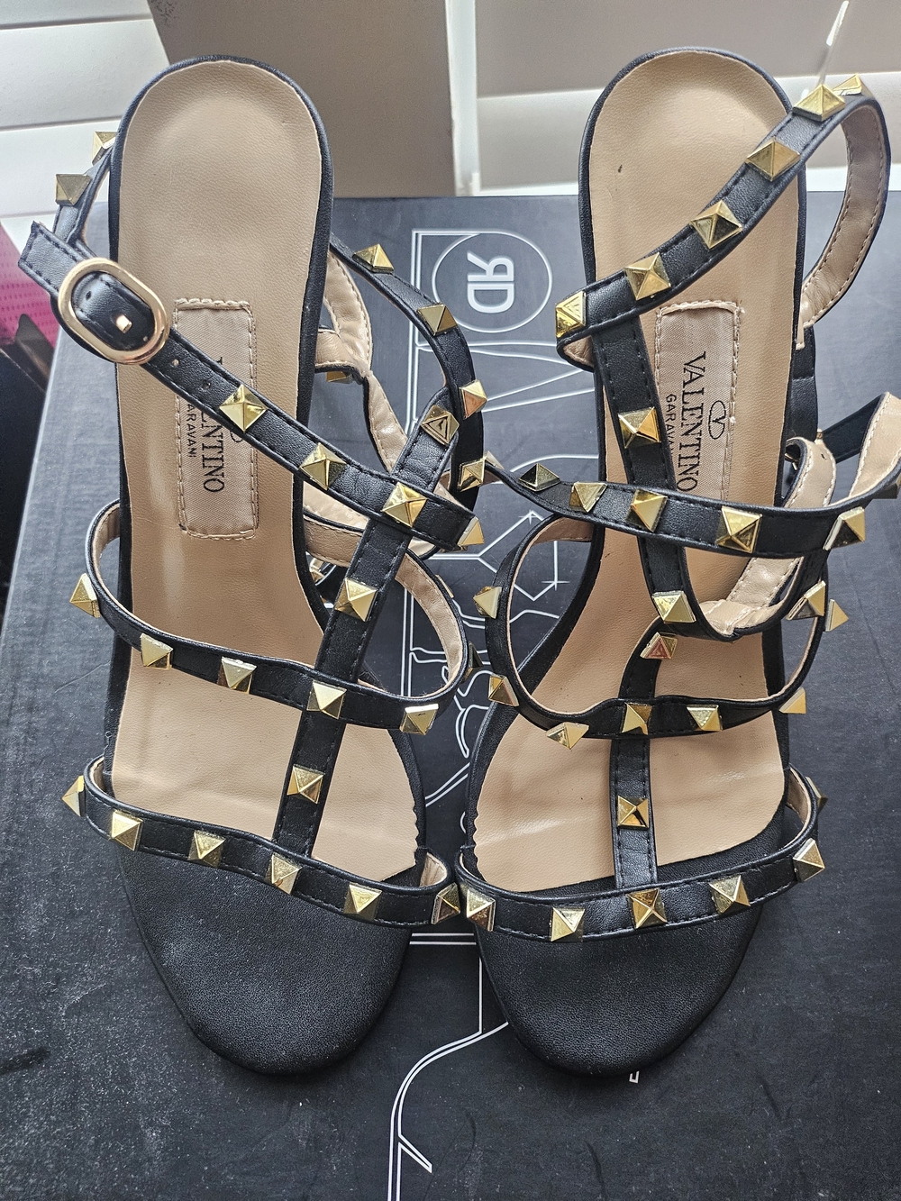 Valentino Black Studded Strappy Heeled Sandals 39